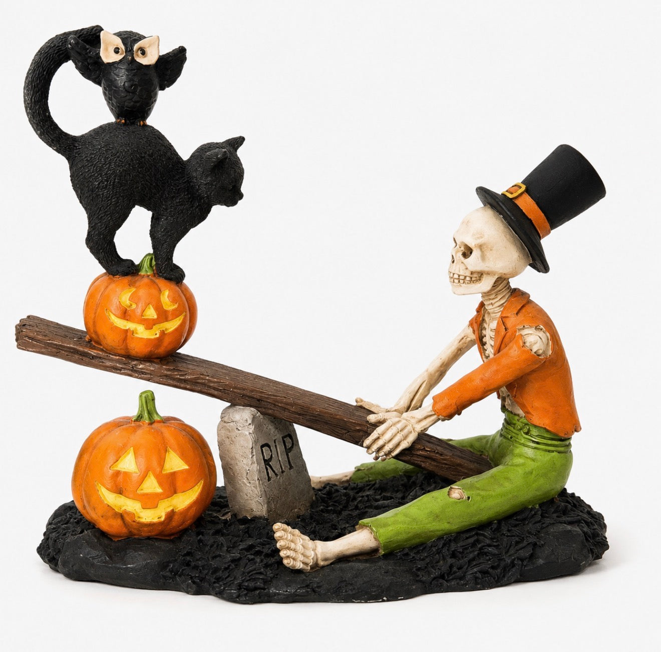 Halloween Skeleton & Black Cat Seesaw