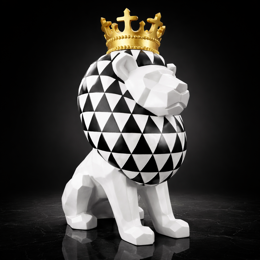 Luxury Crowned Lion Statue 1m