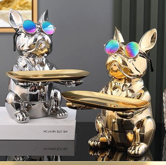 Shiny Bulldog with Tray