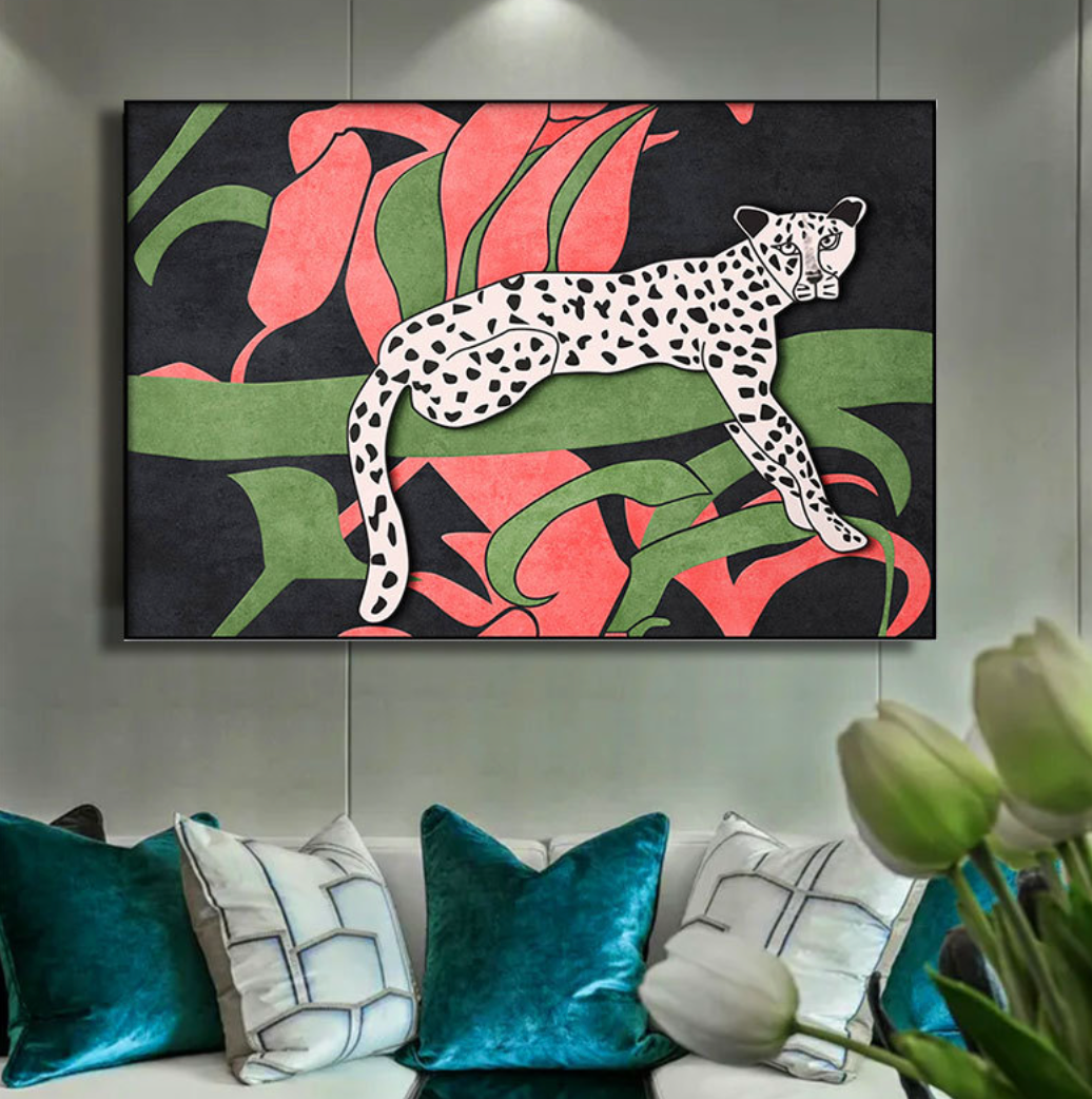 Framed Leopard Painting